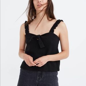 Black Madewell Crop Top With Bow on Front